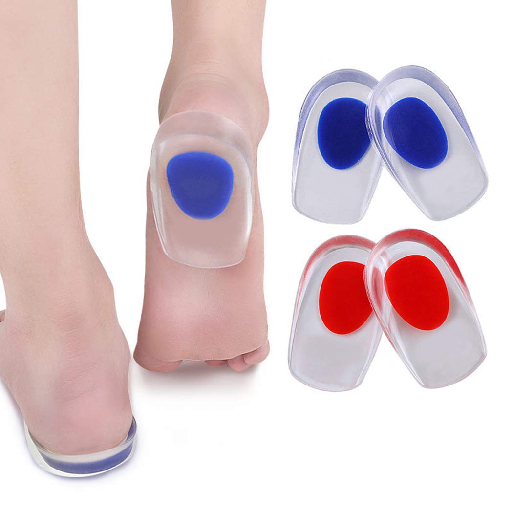 Outgeek 1 Pair Gel Heel Cup Pain Plantar Fasciitis Insoles Cozy Soft