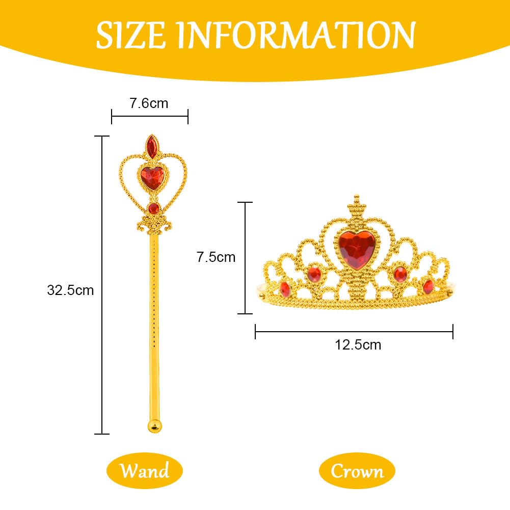 Vicloon Elsa Costume, Principessa Belle Costume, Set da Principessa Elsa Corona Bacchetta Guanti Treccia,Ragazze Elsa Principessa delle Neve Abiti Partito Vestito Costume, Cosplay Party Halloween