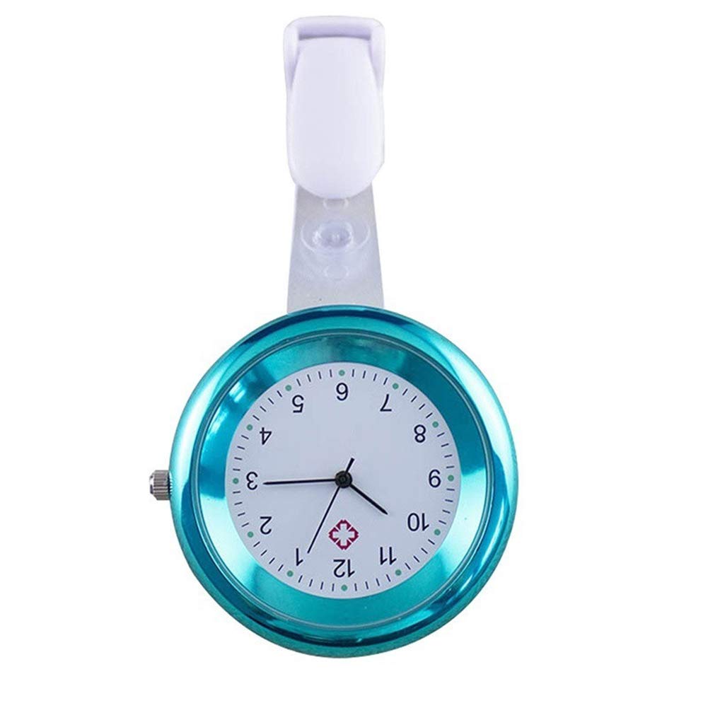 Kuizhiren1 Silicone Nurse Watch Doctor Medical Analog,Fashion Round Numeral Analog Quartz Clip-On Nurse Medical Doctor Pocket Watch Blue
