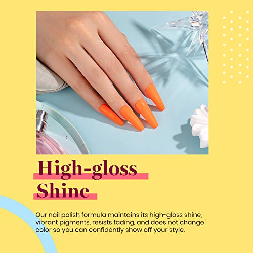 Image of Beetles Orange Gel Polish - 1pc 15ml Bright Peach Coral Orange Gel Polish Color Soak Off UV LED Nail Lamp 15ml Gift for Women Vibrant Tangerine