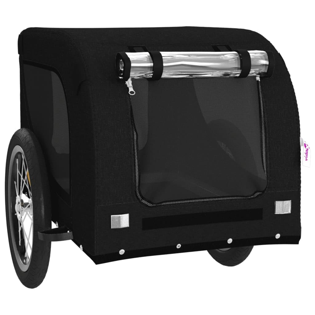 Remolque de bicicleta para perros, color naranja y negro, de tela Oxford y hierro con marco de metal, plegable, resistente y suave, ideal para viajes, senderismo, visitas al veterinario y vacaciones