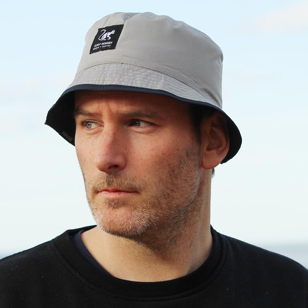 Surf Monkey Recycled Bucket Hat - Gorro de Pescador Unisex Adulto - Waterproof - Talla única - Reversible