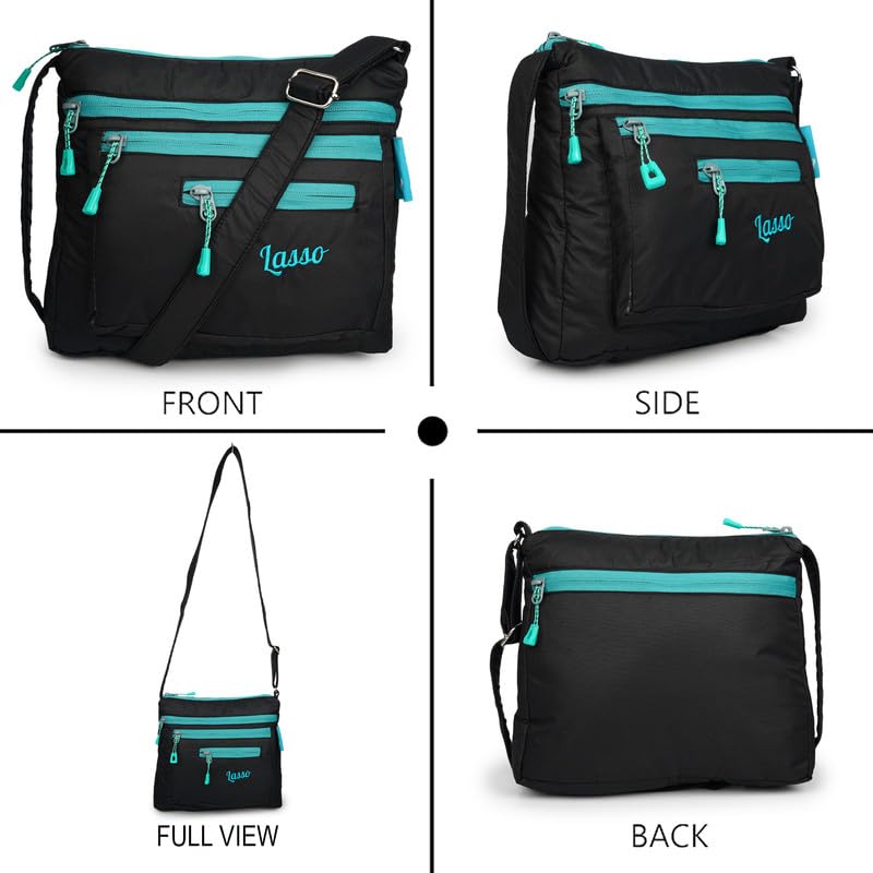 Image of Lasso Stylish Multi-Pocket Crossbody Waterproof Sling Bag For Women with Adjustable Strap | Stylish Ladies one side bag and purse for women & girls | 5 L Capacity & 5 Multiple Pockets with Zip