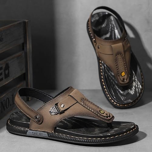 Premium Men's Leather Flip Flop Sandals with Textured Rubber Anti Slip Sole Versatile Wearable as Slippers or Sandals Handcrafted Stylish Casual Footwear4