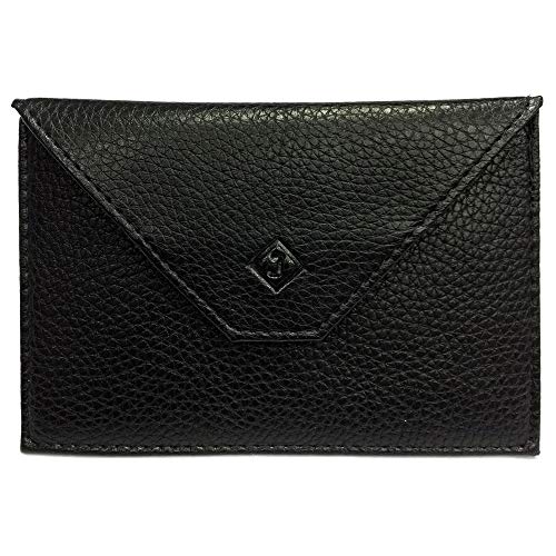 LOLUNA® Porte Papier Voiture en Cuir, Forme enveloppe, étui Carte Grise, permis Conduire Tout, Plusieurs Couleur Homme et Femme (Noir)