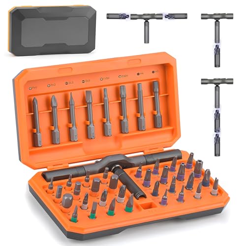 42 in 1 Ratchet Magnetic Screwdriver Set T Handle Multi Screw Driver Sets with 40 Bits Mini Hand DIY Repair Tool Kit for Laptop Pc Electronics Furniture Bike Precision Screwdrivers Gift for Men