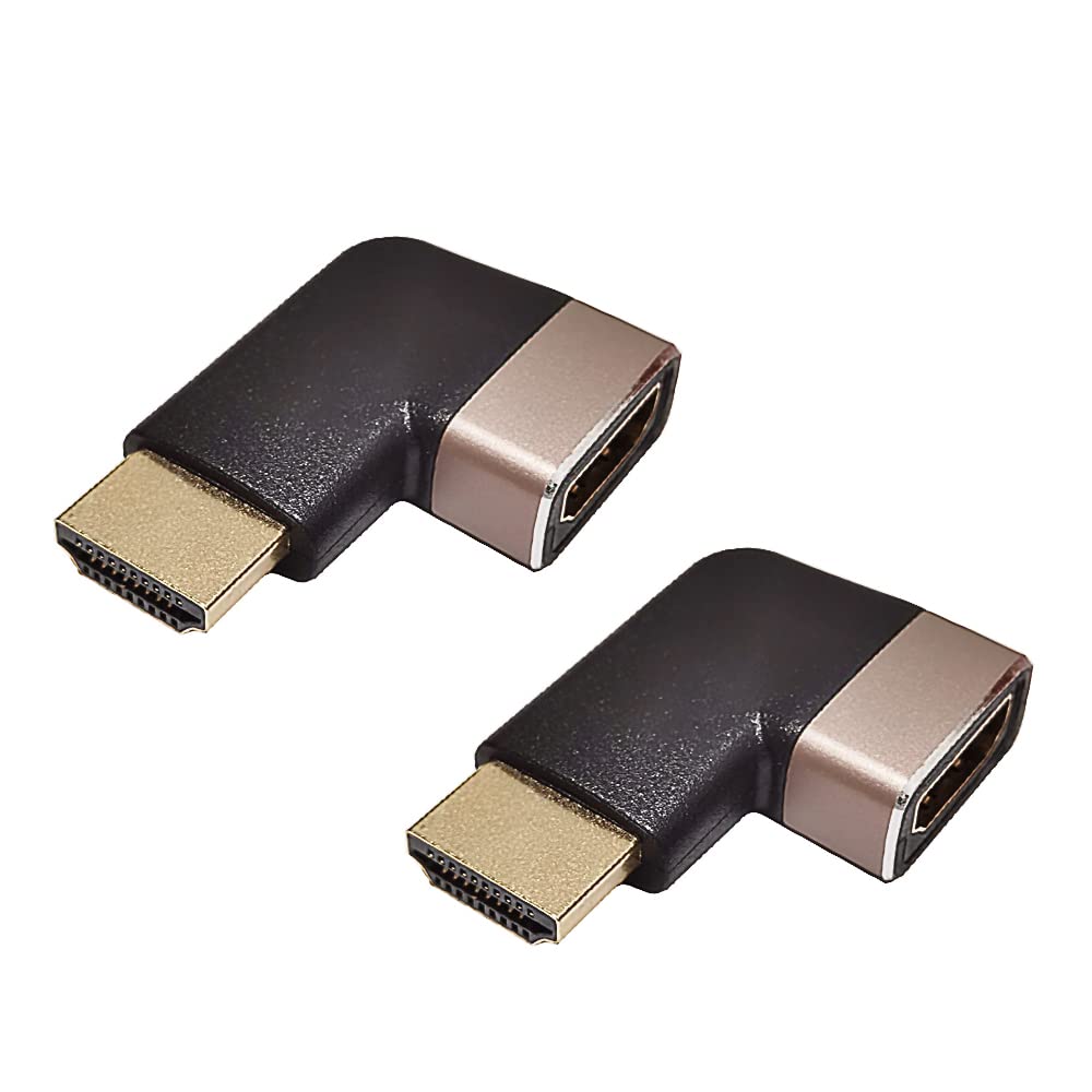 Confezione da 2 estensori HDMI 8K, 90 gradi ad angolo retto HDMI 2.1 versione maschio a HDMI 2.1 versione femmina, adattatore di estensione accoppiatore, 8K @ 60Hz