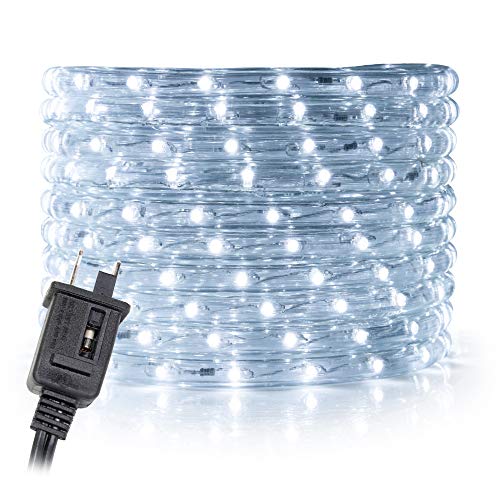 Best Cyber Deals 🔥 WYZworks 100 feet 1/2" Thick Cool White Pre-Assembled LED Extendable Rope Lights with 10', 25', 50', 150' Option - Christmas Holiday Decoration Lighting  ETL Certified