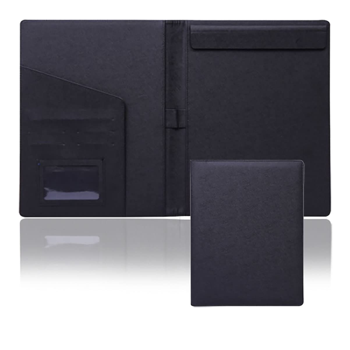 Raccoglitore Ad Anelli, A4 Padfolio, Custodia per Raccoglitore, Cartella Organizer, Cartella Aziendale con Blocco per Appunti in Pelle, Cartella per Conferenze in Pelle P,Black-with Notepad