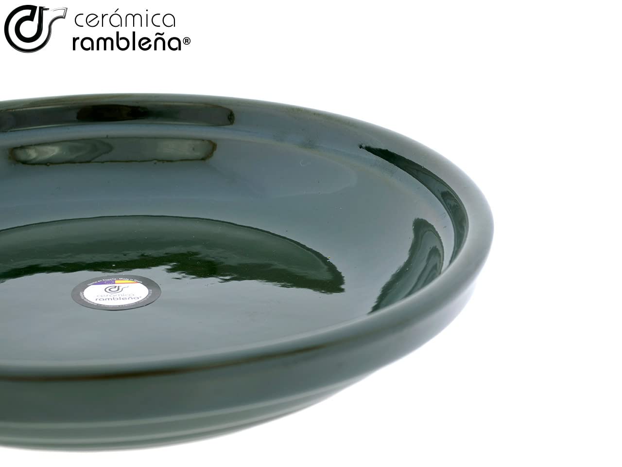 Ceramica RAMBLEÑA - Vaso per fiori rossi, grandi vasi in ceramica, per esterni, confezione da 3 pezzi, verde rame, 25 x 25 x 4,5 cm