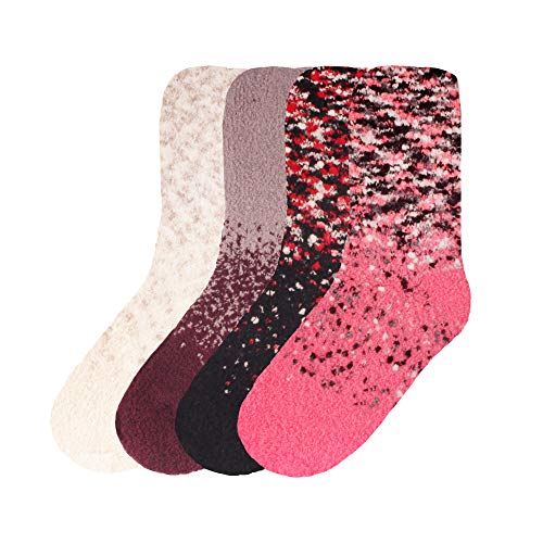 Image of BambooMN Women's Super Soft Fuzzy Socks, Polka Dot, Gradient, Snowflake, Featherlight Cuff - Assorted Colors