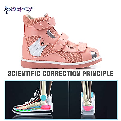princepard Orthopedic Shoes for Children with Flat Foot Corrective Insoles,Summer High-Top Pink Sandals for Toddlers and Kids First Walking Shoes3