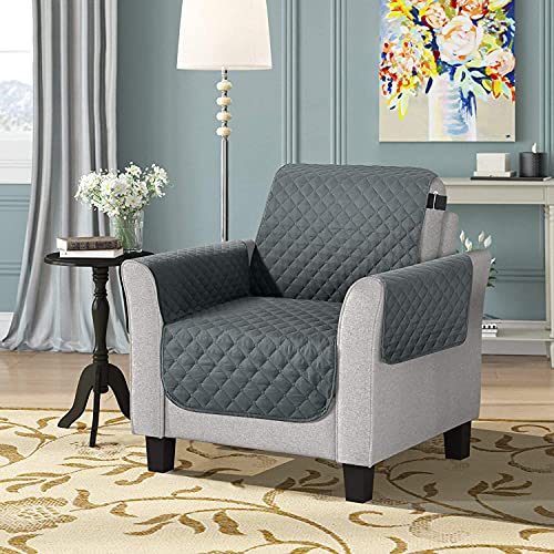 Image of TAOCOCO Armchair Slipcover For Dogs, Durable Pet Cover For Chair Sofa With Elastic Straps, Anti-Skid Washable Furniture Protector For Living Room Armchair (22'' Small, Dark Grey)
