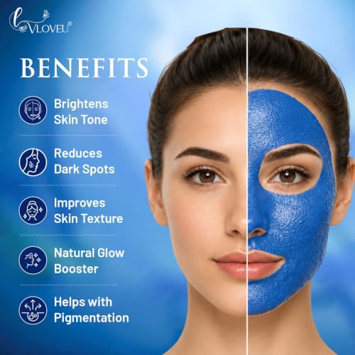 Image of VLOVEU Moroccan Nila Powder For Face - 50 g, Pack of 1 | Nila Powder Morocco | Tan Removal Face Pack Powder For Women | De Tan Mask Beauty Ritual Home Care