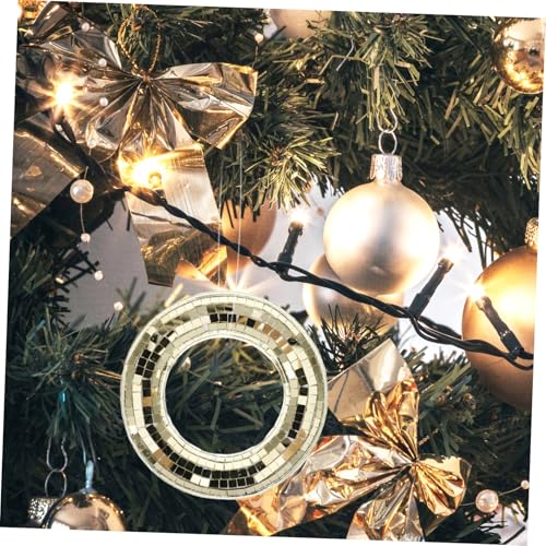 Adorno de bola espejada dorada para árbol de Navidad, colgante reflectante festivo para bodas, cumpleaños y fiestas miniatura 5