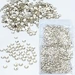 Roellgs Hotfix Rhinestones，1440Pcs Glass Flatback Rhinestones Hot Fix Gems for Clothes DIY Decoration (White SS10)