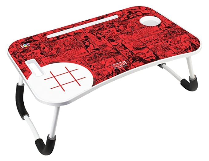 Trisha's Cartoon Pictures Injection Molding and Foldable Laptop Or Study Table with Cup Holder and Game for Unisex Kids (Avengers)