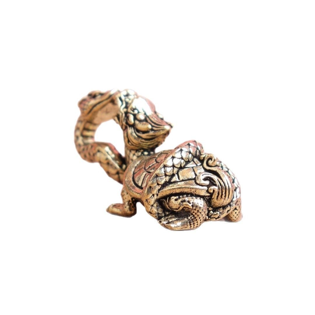 Huffa Brass Tortoise Dragon Turtle Figurine Retro Vintage Tea Pet Decoration