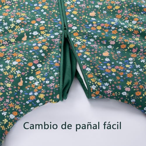 Mosebears Saco de dormir para bebé – 2,5 TOG saco de dormir de algodão unissexo para bebés, com mangas removíveis, Verde