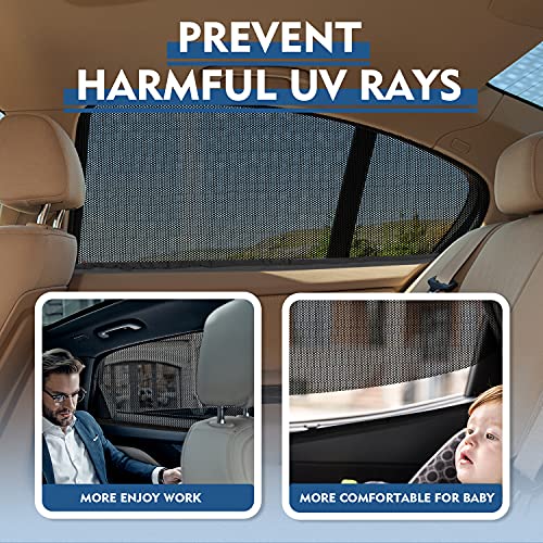 Car Window Shades for Baby - MantenTop 2Pack Car Sun Shades Block UV Rays, Full Window Mosquito Net 100% Window Coverage UV Sun Protection for Kids/Adults/Pets, Car Blinds Fits Most Vehicles - Image 6