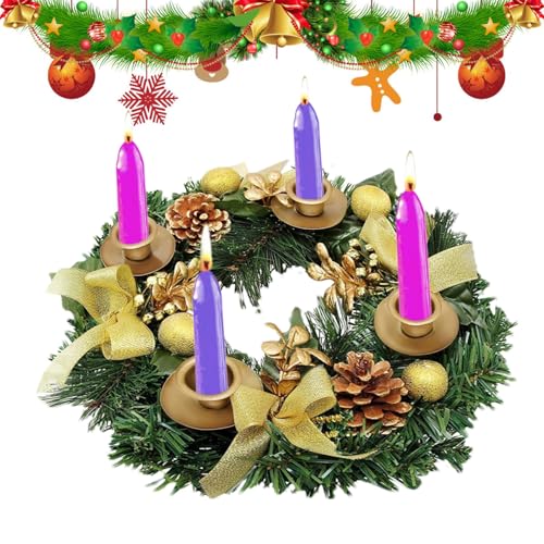 Centre de table de Noël avec couronne de bougies traditionnelles - 8