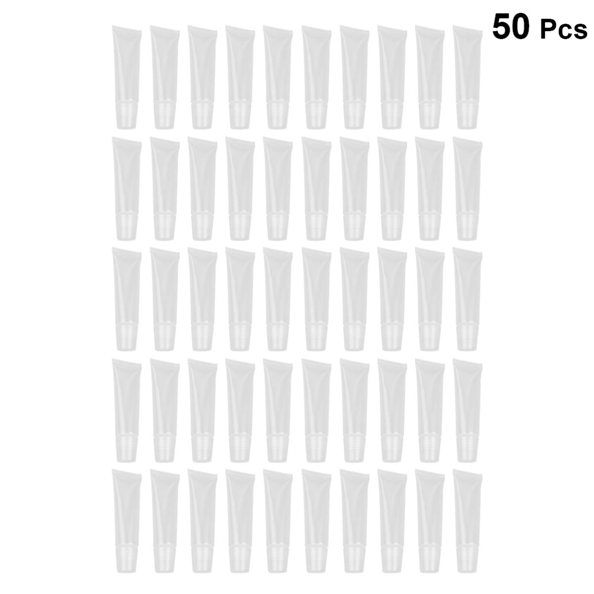 Beaupretty 50 PCS 10ml Mini Refillable empty lip gloss Balm Tube Container Oblique Mouth Transparent Empty Tubes for Lip Gloss Balm Cosmetic