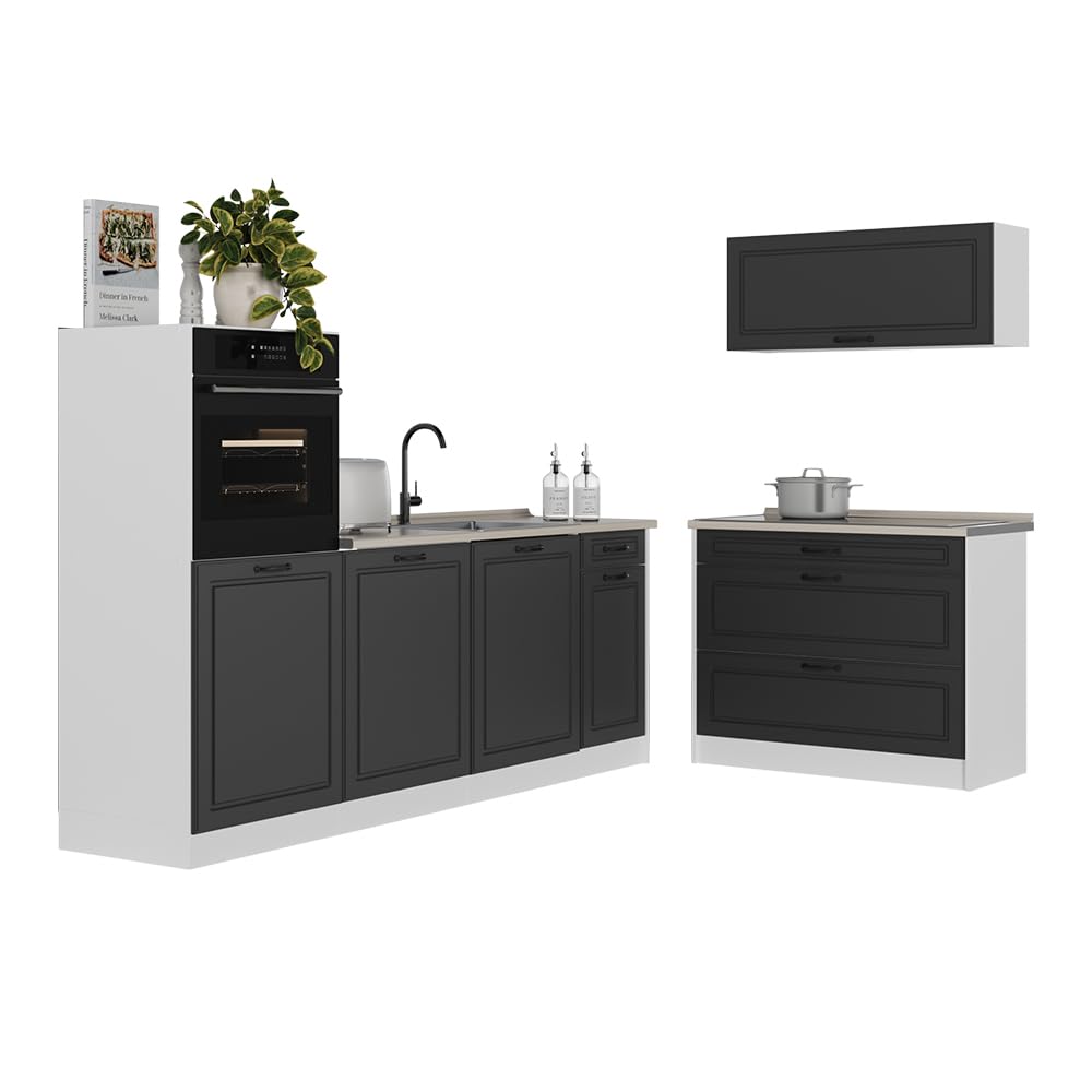 Vicco Aneks kuchenny "R-Line", Antracyt wiejski/Biały 220 cm
