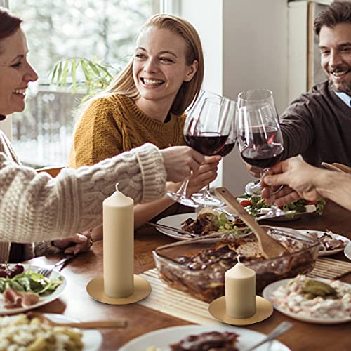 Gold Candle Plate For Pillar Candles - Gold Iron Plate Candle Holders,Small Decorative Pillar Candles Stand,Candle Dish Plate,Retro Gold Candle Holders Plate #TOP3