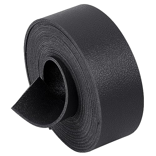 GORGECRAFT Cordón de Cuero Plano de 25 mm de Ancho Correa de Cuero de 2 m de Largo para Manualidades Tira de Cuero de Imitación de Grano de Lichi Negro de Doble Cara de 1.8 mm de Grosor para Proyectos