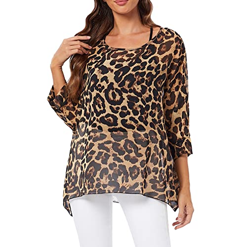 Image of Ckikiou Plus Size Batwing Flowy Semi Sheer Chiffon Blouse Tunic for Women Summer Floral Print Boho Beach Cover ups