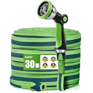 RAINPOINT Gartenschlauch Flexibel 30m, Leichtgewicht-Wasserschlauch mit TPE-Innenschlauch, 800D Oxford-Gewebe, 30 Bar Berstdruck, Knickfrei, 10-Funktionen Gartenbrause, 1/2" & 3/4" Anschlüsse