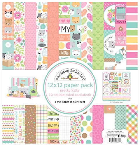 Papier 12x12 Doodlebug Pretty Kitty pour préserver vos photos sans jaunir