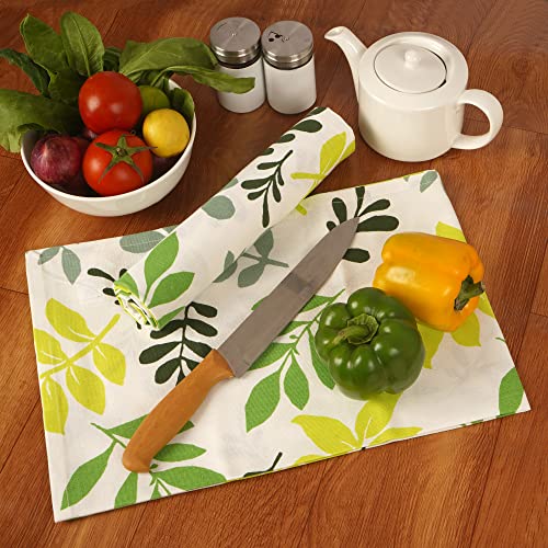 Image of FINGERCRAFT Kitchen Cloth 100% Soft High GSM Cotton Fabric Kitchen Towel, 20 x 30 Inches Perfect Size for Kitchen Uses, Set of 6, Multipurpose Use as Dish Towel, Bar Towel (Fallen Leaf)