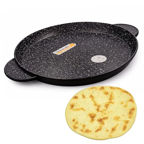 KLAUS - Plat Rond 32 Cm Pour Cuisiner Comme Sur De La Pierre Avec Manique En Silicone Tous Feux Dont Induction Passe Au Four