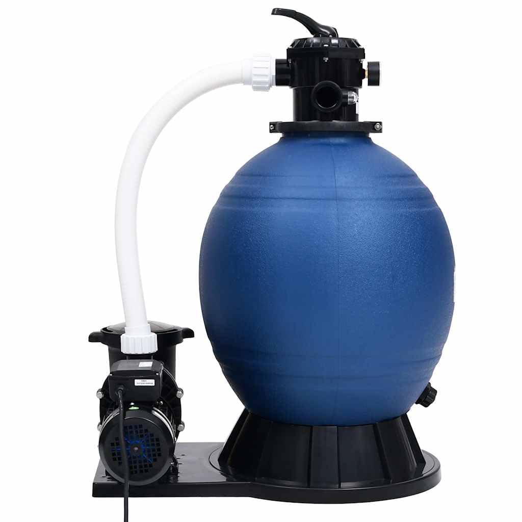 Filtre à sable avec pompe 1000 W 18 m³/h pour piscines, valve 7 voies, préfiltre inclus, pour raccord de tuyau de 32 mm ou 38 mm