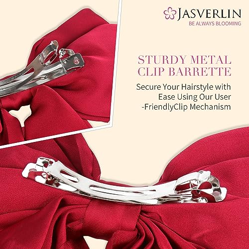 JASVERLIN-Silky-Satin-Large-Hair-Bows-3-Pcs-Big-Ribbons-Hair-Barrettes-for-Women-Thick-Long-Hair-Soft-Fabric-Bowknot-with-Metal-Claw-Clips-Cute-Hair-Bow-Clips-Long-Tail-White-Champagne-Gray