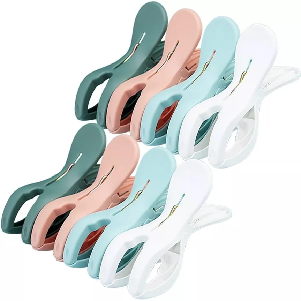 S SINDHIA® 4 Pcs Large Size Clips for Hanging Towel, Blankets, Beach Towel Strong & Durable Clips (Multicolour)