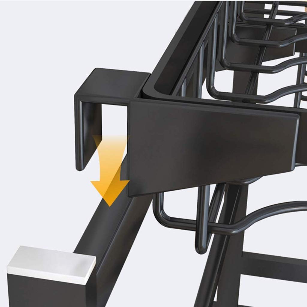 Soporte de flores para secar platos sobre fregadero, estante escurridor para suministros de cocina, organizador de utensilios de cocina, soporte de exhibición de acero inoxidable, estante negro
