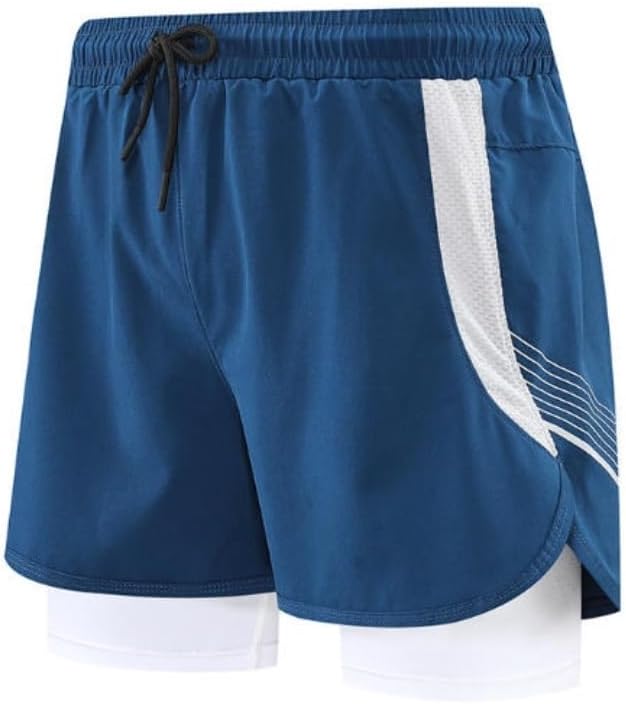 Men's 2 in 1 Running Shorts with Liner Zipper Back Pocket for Workout Gym Jogging