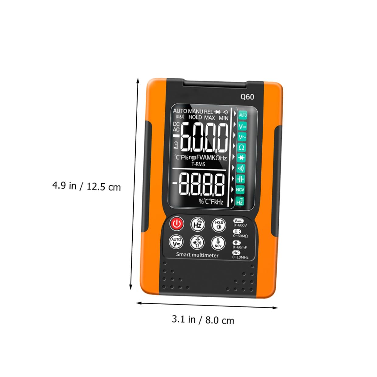 GLEAVI Q60 Portable Digital Multimeter with Auto-ranging, Non-Contact Voltage Tester, True Effective Value, Backlight Display, Data Hold, Continuity Buzzer, Diode Test, Flashlight –