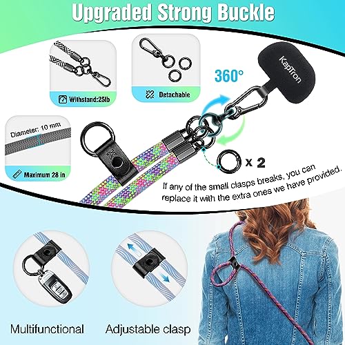 Universal Cell Phone Lanyard: Adjustable Crossbody Cell Phone 1 Pack Black - Photo 7 sur 49