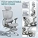 JUMMICO Ergonomic Office Chair with Massage Heated, Reclining Mesh Office Chair with Footrest and 6D Armrest Executive Computer Chair with Adjustable Headrest and Lumbar Support for Home Office Gaming