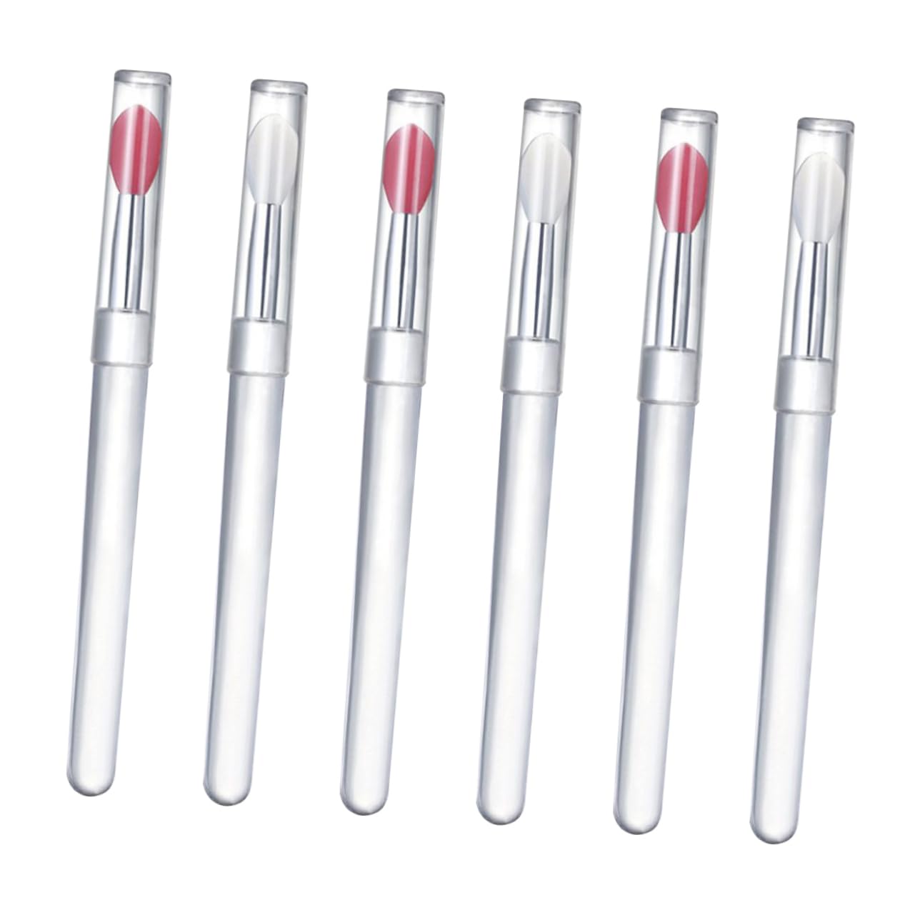Gogogmee Portable 6pcs Silicone Lip Brush Set Lid Makeup Brush for Lipstick Lip Cream Women's Cosmetics Brush Beauty Tool