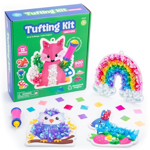 Educational Insights Tufting Kit - Arts and Crafts for Kids Ages 4-8 Poke in Art Kits for Girls & Boys DIY Kids Craft Kit Mess Free Art Set with Crafting Supplies Easy Toddler Crafts