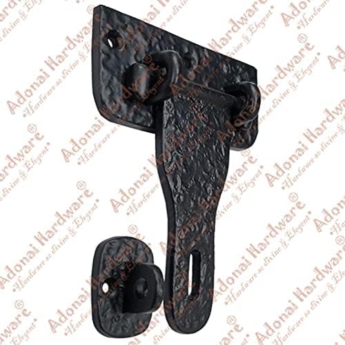 Adonai Hardware 5 Inch "Pekod" Antique Cast Iron Hasp and Staple for Chest/Trunks - Matte Black Powder Coated