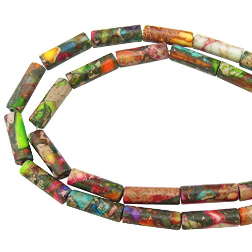COIRIS 1 Strand 12x4MM Natural Cylinder Tube Shape Stone Loose Beads Imperial Jasper for Jewelry Making DIY Design (ZS-1083)