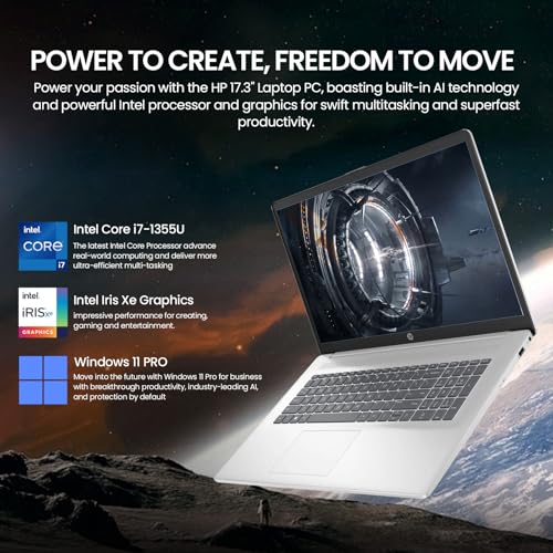 Image of 2026 HP 17 Inch Laptop Touchscreen Computer, 17.3 inch HD+ Touch Screen Business Laptop PC, 13th Gen Intel Core i7, Windows 11 Pro | Backlit Keyboard 10-Key | Fingerprint | Type-C | 32GB RAM 1TB SSD