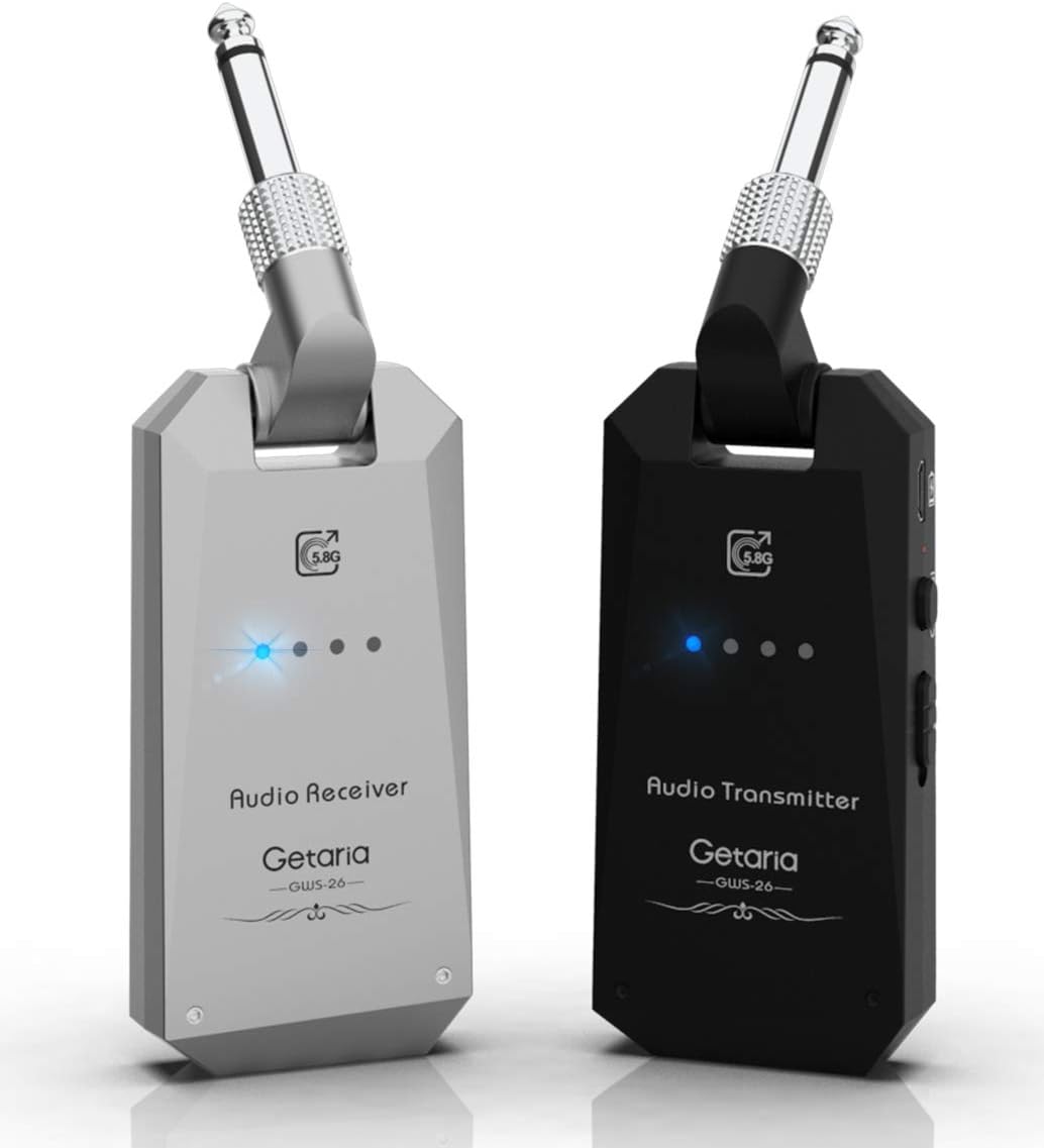 5.8Ghz Wireless Guitar System Wireless Guitar Transmitter Receiver Rechargeable Audio Digital Guitar System Cordless Guitar Lead High Frequency for Electric Guitars Bass