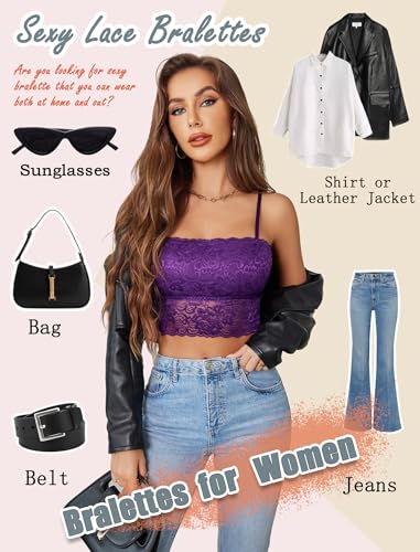 Image of Avidlove Bralettes for Women Lace Spaghetti Strap Tank Top Tube Slim Basic Camisole