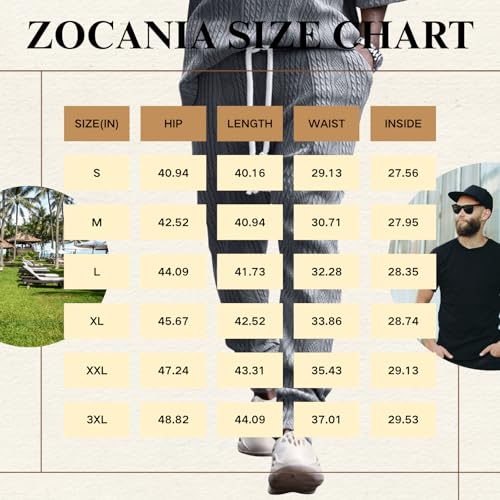 ZOCANIA Mens Casual Pants Jacquard Knit Trousers Drawstring Waist Baggy Yoga Sweatpants Outdoor Athletic Pants2